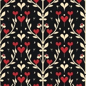 Gothic valentine hearts tiny floral 