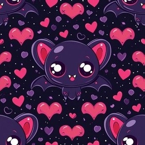 Kawaii goth valentines day kawaii bat and hearts