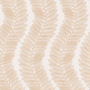 Trailing wavy kelp in tan on cream white - dense - large - for coastal chic