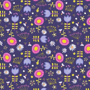 scattered retro flowers on ultra violet | medium