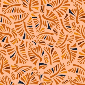 Abstract Tropical Geometric Foliage on peach fuzz background