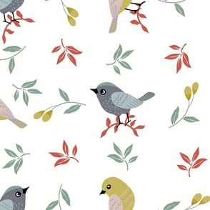 Whimsical Aviary: Little Birds and Botanical Bliss (Large)
