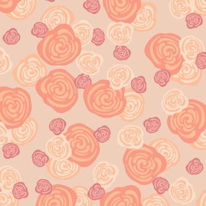 Large Abstract Roses in peach fuzz color palette