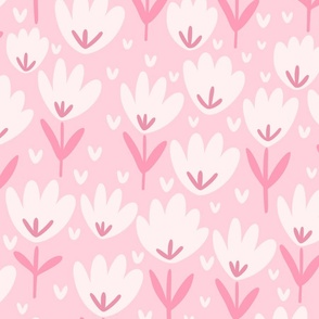 Pink Flower Patch - pink floral fabric, baby girl fabric, pink flower fabric, summer baby print – Large scale