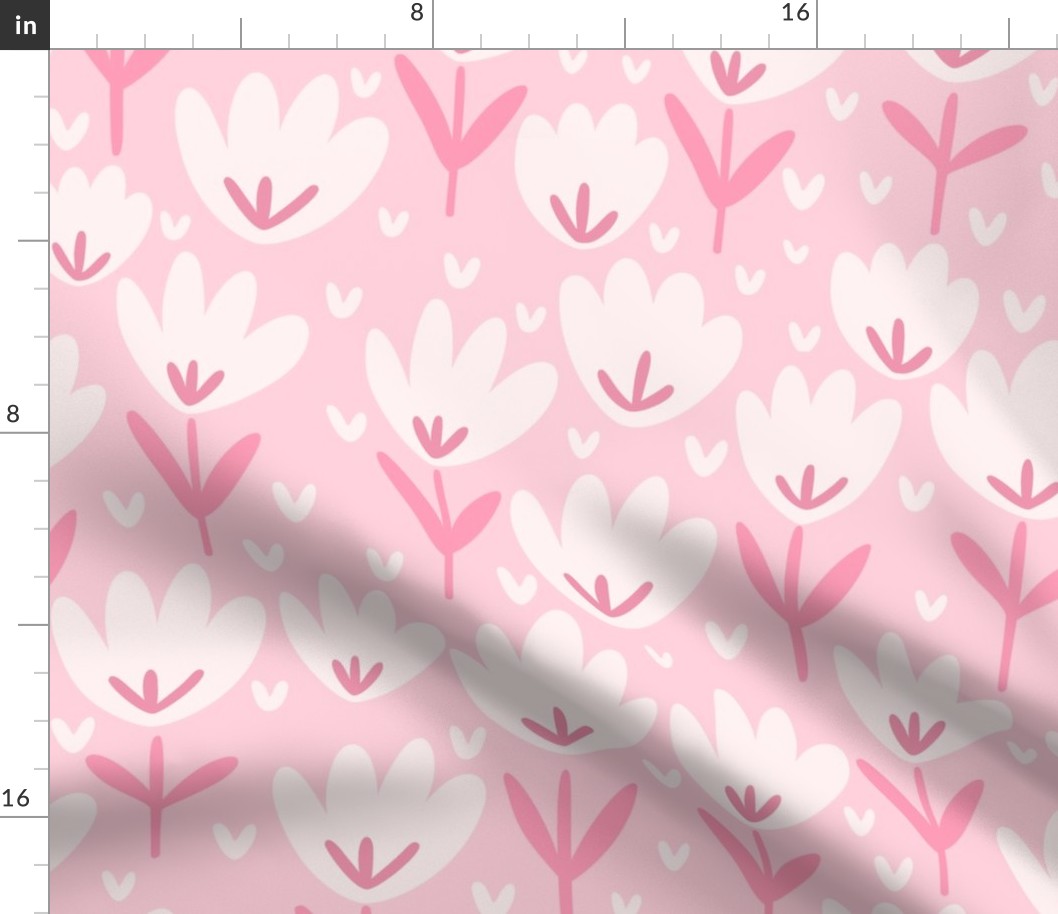 Pink Flower Patch - pink floral fabric, baby girl fabric, pink flower fabric, summer baby print – Large scale