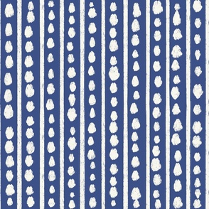 Medium//Hand drawn dots and lines in off white cream and indigo navy blue 