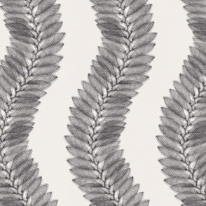Trailing wavy kelp in black on white with wider spacing - large - for coastal chic