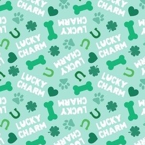 (small scale) Lucky Charm - Dog St. Patrick's Day - green/mint - dog bones and clover - LAD24
