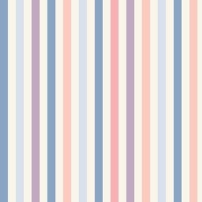 Medium//Simple minimal stripes in lilac, coastal blue, white, peach, pink and light blue