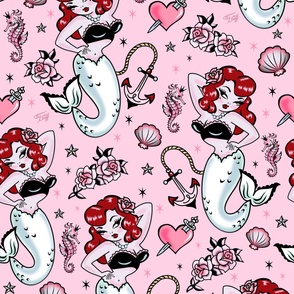 MEDIUM-Molly Mermaid on Pink