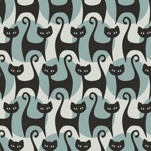 cats on dots background - mint