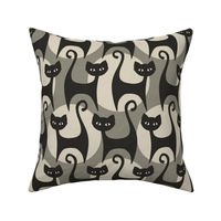 cats on dots background - grey khaki