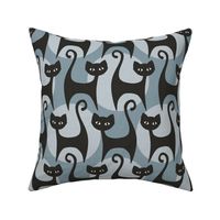 cats on dots background - blue