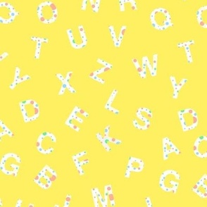 ABC Alphabet Cute Multicolored Confetti Kids Letters on Bright Yellow