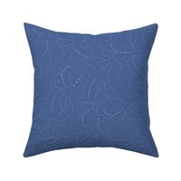 Indigo Embroidered Clouds / Swirly Clouds Made of Sewing Stitches in Blue Sky