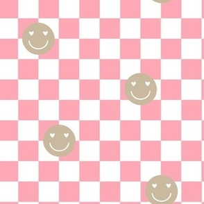 Checkerboard Smiley pink