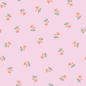 Vintage Peach Heart Blossom Floral in Faded Pink