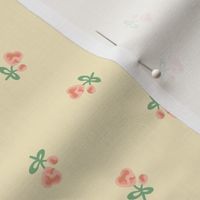 Vintage Peach Heart Blossom Floral in Butter Cream