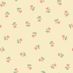 Vintage Peach Heart Blossom Floral in Butter Cream