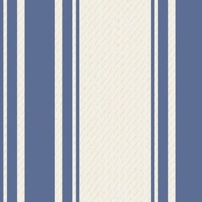 Ticking Stripe (Large) - Blue Nova on Dove White with Pristine Texture  (TBS211)