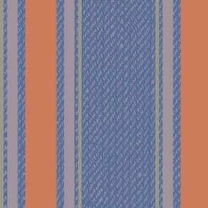 Ticking Stripe (Large) - Topaz Rust, Hazy Lilac and Antique Pewter on Blue Nova  (TBS211)