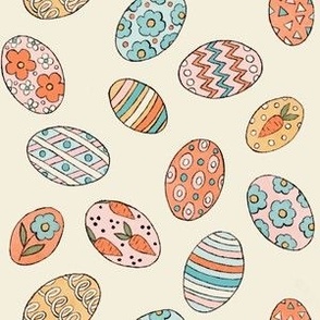 Small Easter Egg Scattered Pattern on Ivory Cream