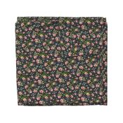 Ditsy Pink floral Dark Gray Background