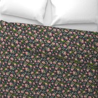 Ditsy Pink floral Dark Gray Background