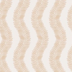Trailing wavy kelp in tan on cream white with wider spacing - small