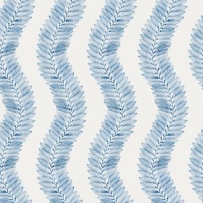 Trailing wavy kelp in blue on white with wider spacing - small
