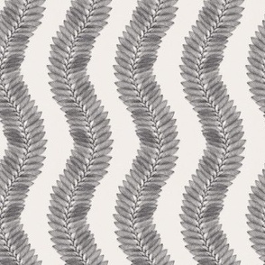 Trailing wavy kelp in black on white with wider spacing - small - for coastal chic