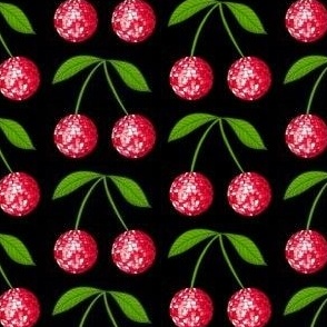 Disco Ball Cherry Pattern - Black