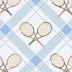 vintage tennis country club plaid in blue and white