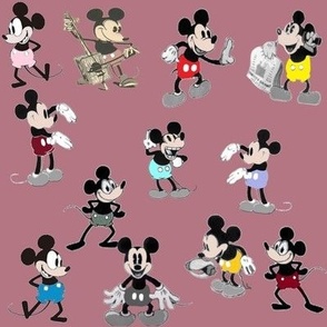 Mickey vintage sur fond framboise