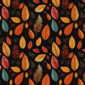 Autumn Whisper - Warm Tones Foliage Fabric Design