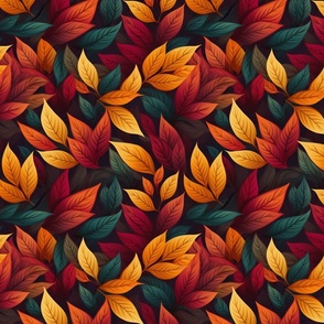 Harvest Elegance - Rich Autumnal Leaves Fabric Design