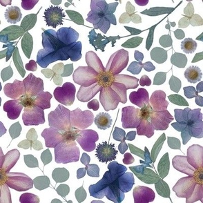 Pressed Garden Florals - 8x8 Blues & Purples