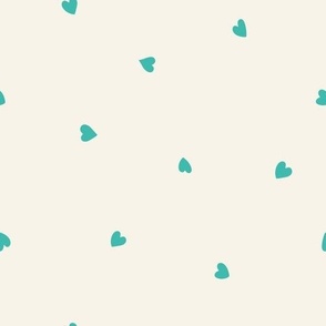 Hand drawn mini hearts in teal and creme