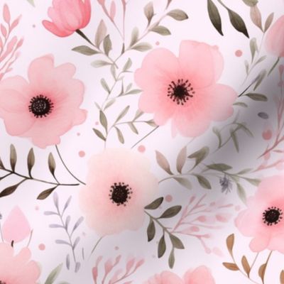 Blush Petal Whispers - Soft Pink Floral Fabric Design