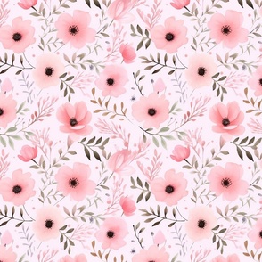 Blush Petal Whispers - Soft Pink Floral Fabric Design