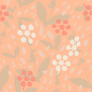 Wild Garden Floral -  Large Scale -  Peach Fuzz Palette.