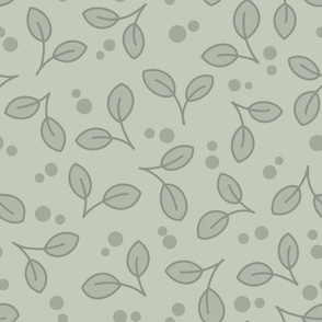 Entwined in Leaves - Sage Green Background - Large - 2 inch