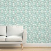 Pastel Triangle Hex Geometric Pattern in White and Mint Green