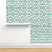 Pastel Triangle Hex Geometric Pattern in White and Mint Green