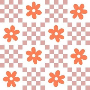 Daisy checkerboard - light brown and orange