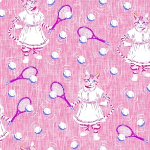 Pink and White Cats, Girls Candy Pink Cat Pattern, Girl Cat Childrens Bedroom, Kids Decor on Pink