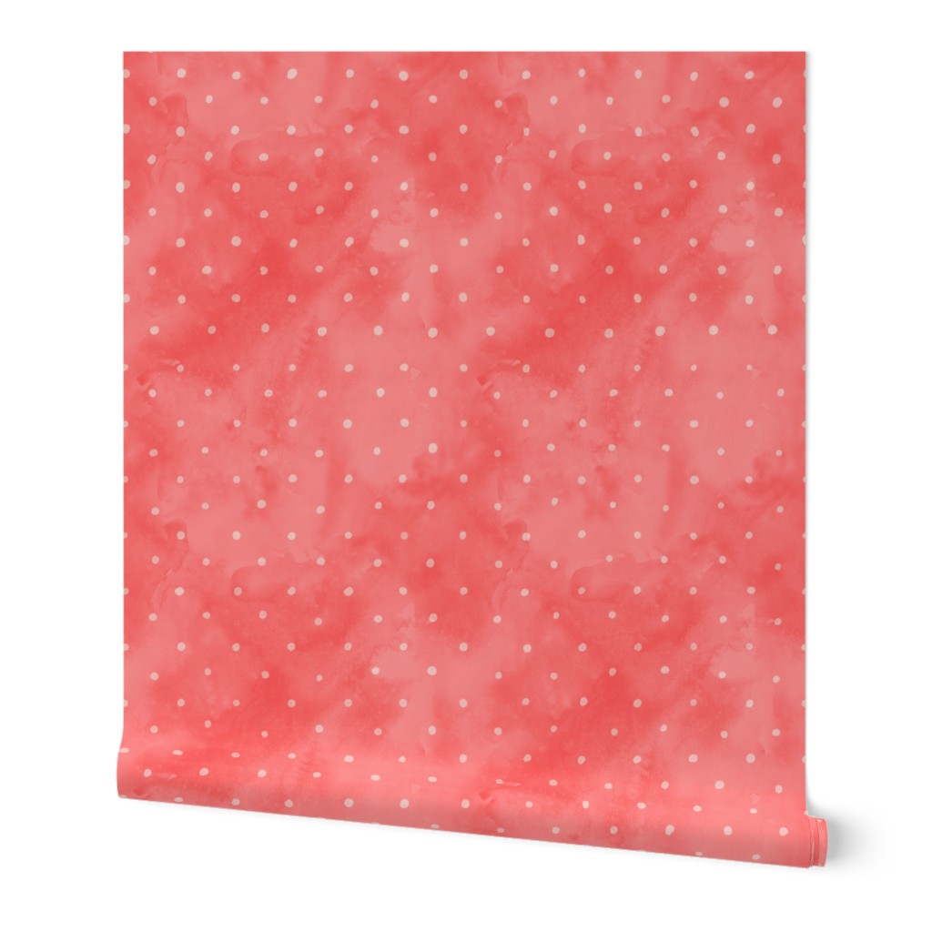 Georgia Peach Pink Watercolor Polka Dots