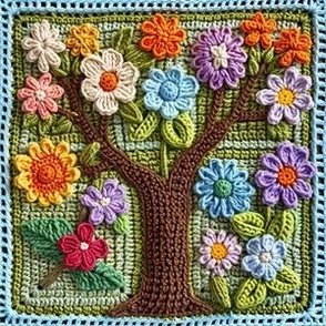 Colorful Crochet Floral Flower Tree