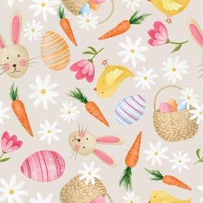 Little Rabbit Easter Flower print - neutral