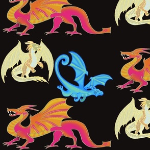 Lg Earth Wind Fire Dragons by DulciArt,LLC